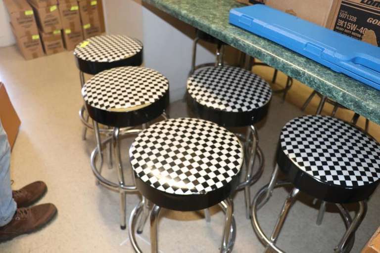 CHECKERED BAR STOOLS Lawler Auction Company