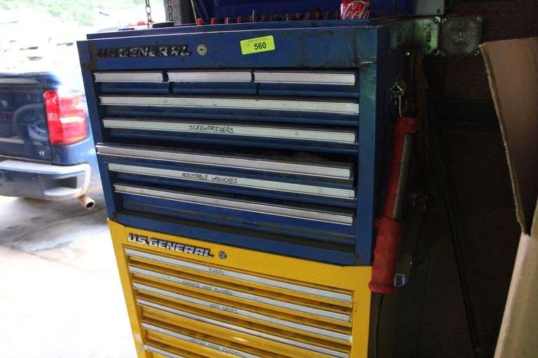 US GENERAL BLUE & YELLOW TOOL BOXES W/ CONTENTS Lawler Auction Company