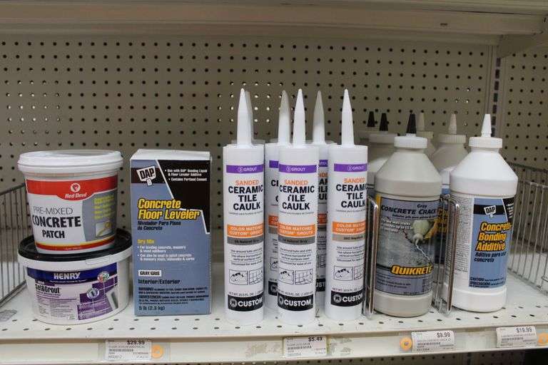 ASSORTED CAULK, CONCRETE SEAL, BONDING ADHESIVES Lawler Auction Company
