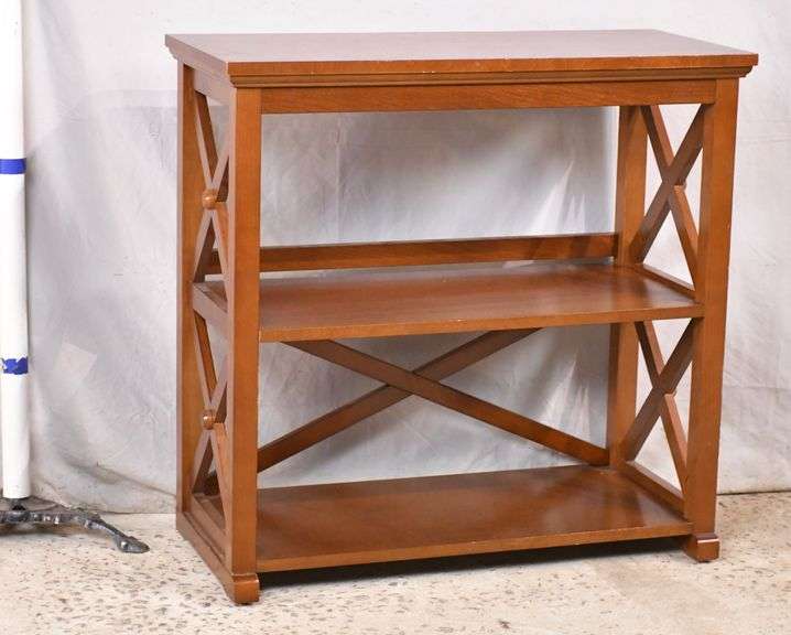 Small 2 tier bookcase with "x" sides; 748019 R.H. Lee & Co. Auctioneers