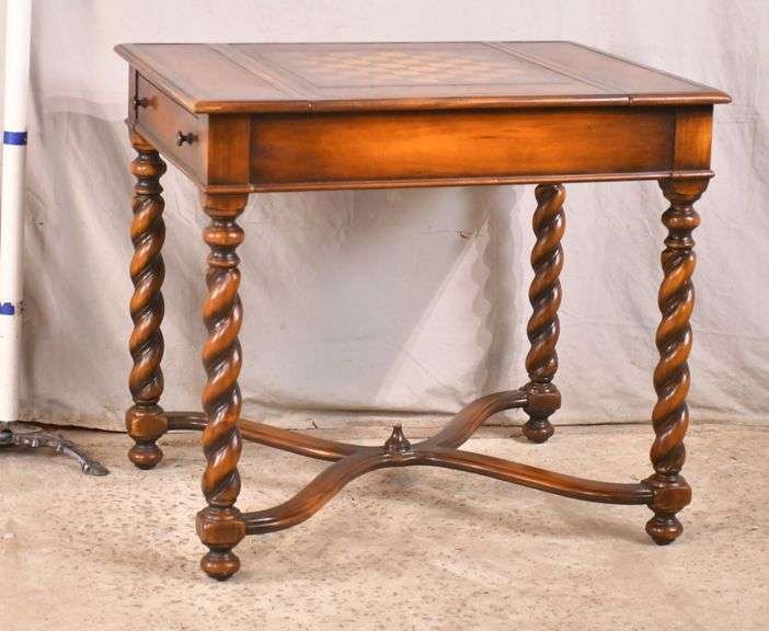 Leather top game table with 2 drawers and multiple game tops; 748615