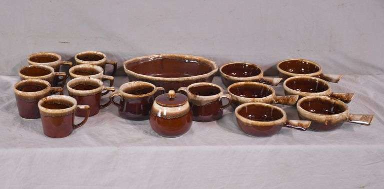 Set of brown and white McCoy pottery; 21-2207 - R.H. Lee & Co. Auctioneers