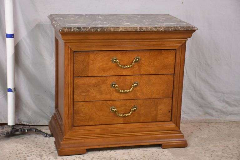 Thomasville marble top 2 drawer bedside chest; 68773 R.H. Lee & Co