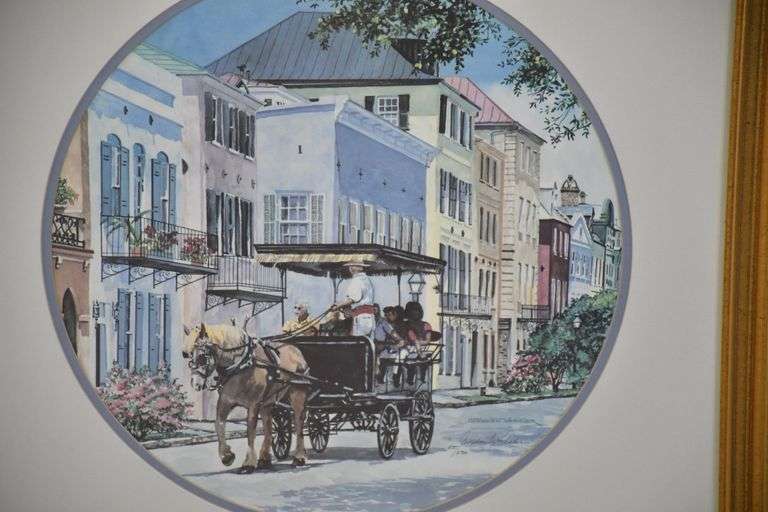 Framed Charleston horse and buggy tours scene print by Gordon Wheeler; 1025104 R.H. Lee & Co