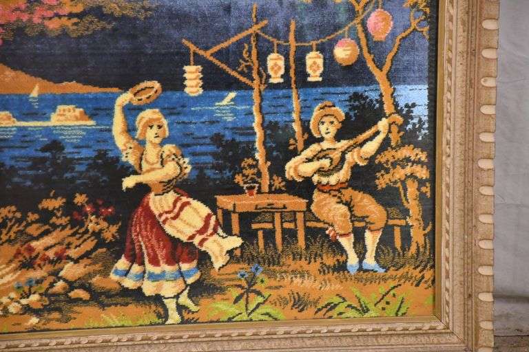 Large framed tapestry of dancers; 1052146 R.H. Lee & Co. Auctioneers
