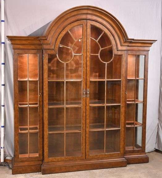 Large 3 part arch top curio 681011 R.H. Lee & Co. Auctioneers