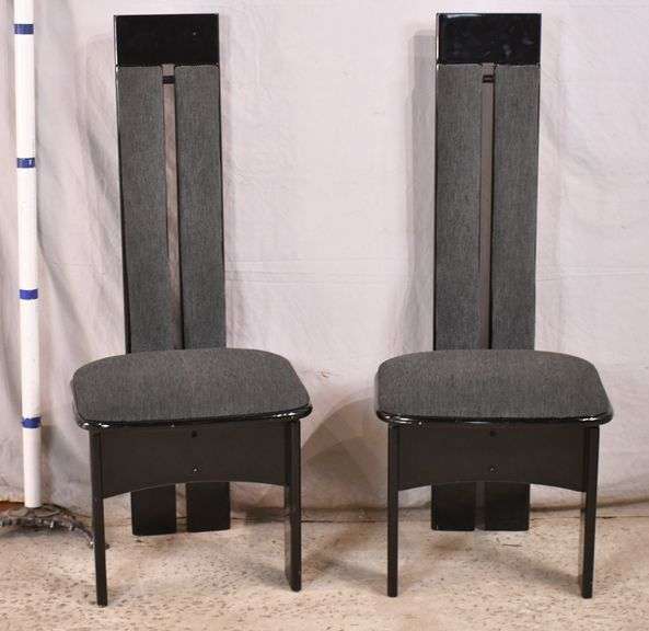 Pair of black modern style high back accent chairs; 748794 R.H. Lee