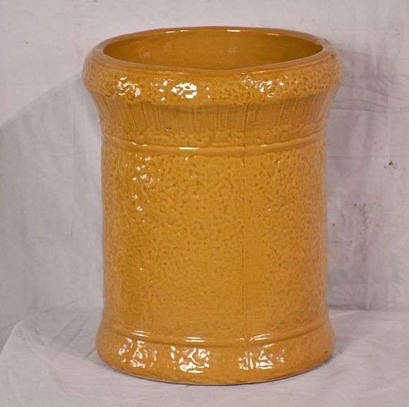 Logan Pottery Co. light brown glazed pottery umbrella stand; 1031017