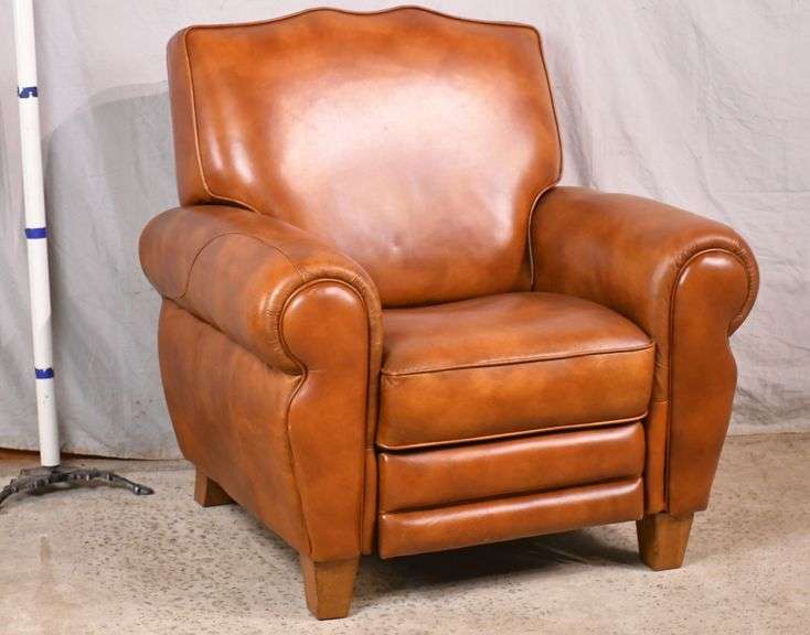 Brown leather oversized reclining armchair; 7373345 R.H. Lee & Co