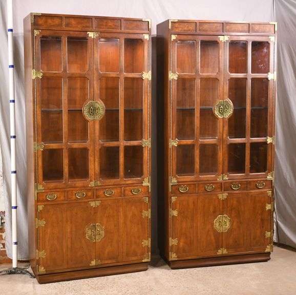 Pair of Henredon Oriental style curio 4315017 R.H. Lee