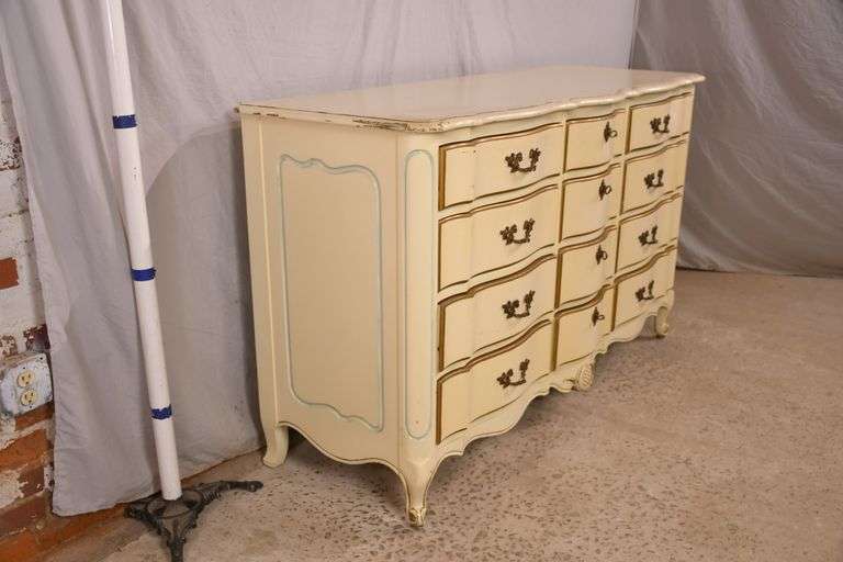 Continental Furniture offwhite French style 12 drawer triple dresser