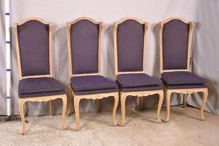 Set of 4 carved high back French style dining chairs; 682721B R.H