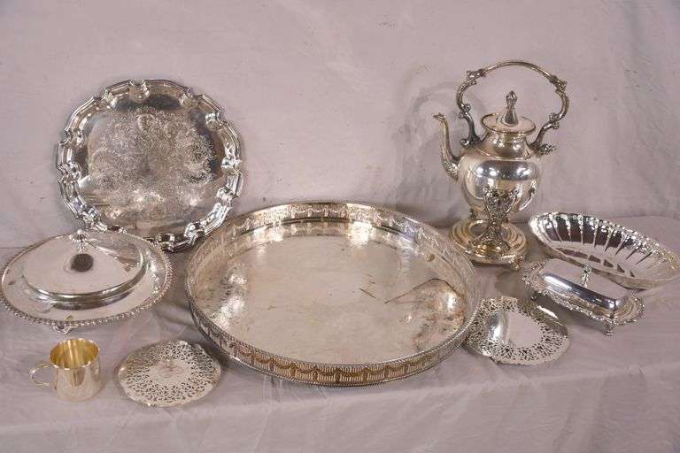 Large group of misc silver plate items; 6022 R.H. Lee & Co. Auctioneers