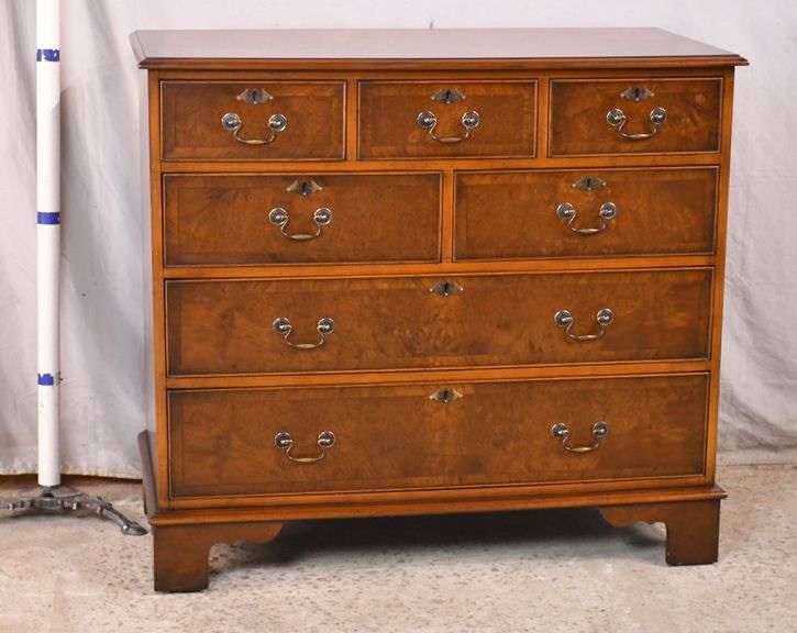 Southampton inlaid burl walnut 7 drawer low chest; 681827 R.H. Lee