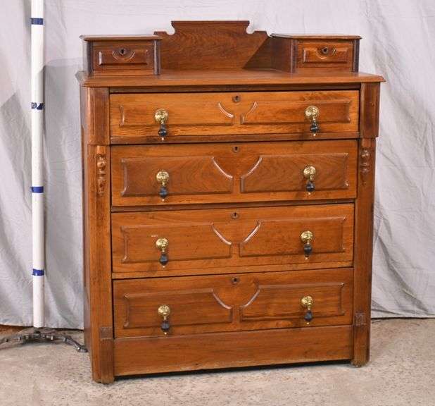 Early walnut Victorian style 4 drawer chest with glove drawers and