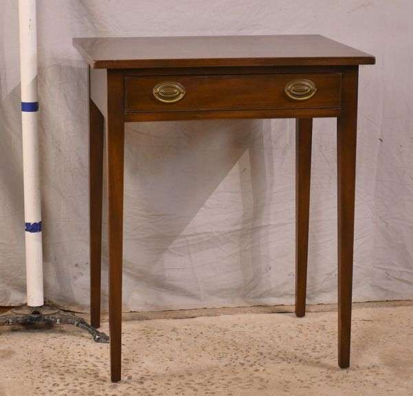 Kittinger mahogany single drawer side table with tapered legs; 682470