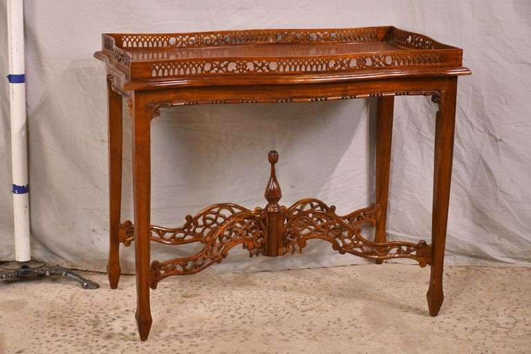 Carved mahogany side table with gallery; 682508 R.H. Lee & Co