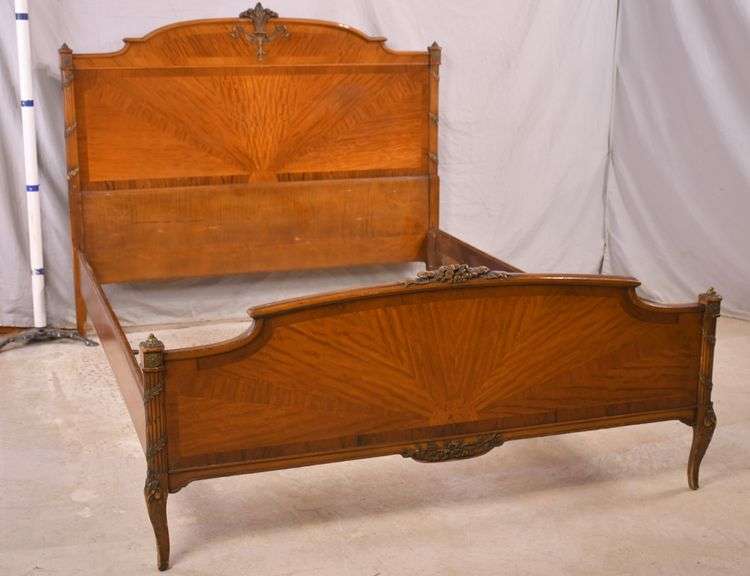 Saginaw Furniture inlaid satin wood French style full size bed with