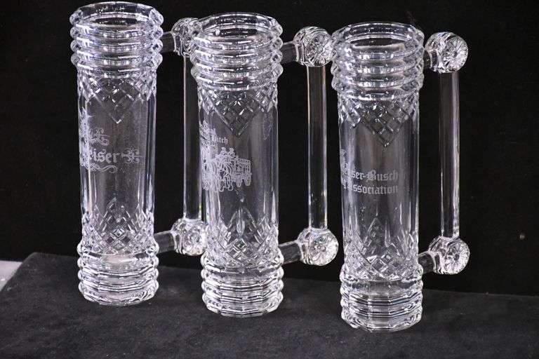 Set of 3 Waterford "Anheuser Busch" crystal beer steins; 191424 R.H