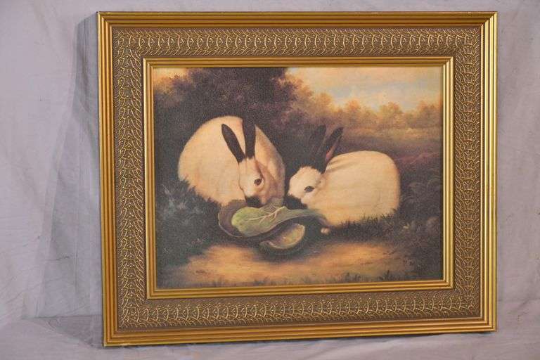 Framed print of 2 rabbits; 13883026 R.H. Lee & Co. Auctioneers