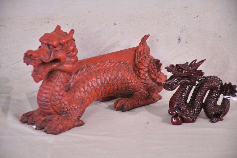 2 resin dragon statues; 14221196,199 R.H. Lee & Co. Auctioneers
