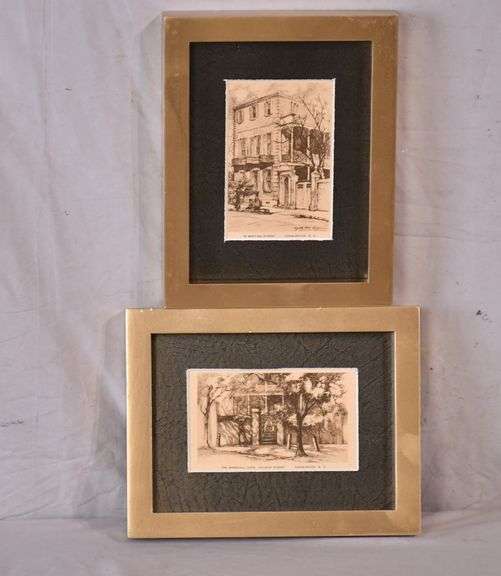 Pair of small framed Charleston, SC prints by Elizabeth O'Neill Verner