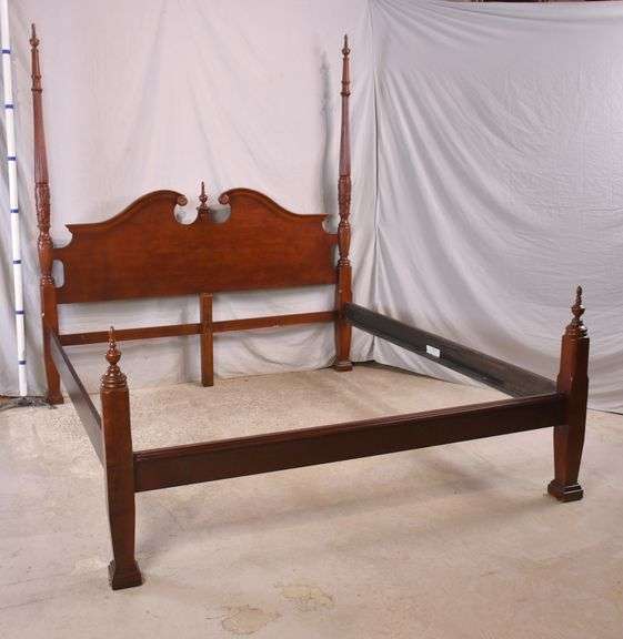 Cherry king size rice bed with rails; 205428 R.H. Lee & Co. Auctioneers
