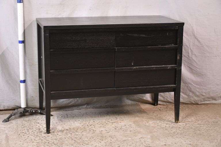 Crate & Barrel black midcentury style 4 drawer dresser; 5510440 R.H