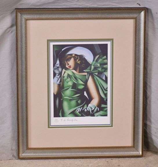 Small signed limited edition framed print "Young Lady with Gloves" by