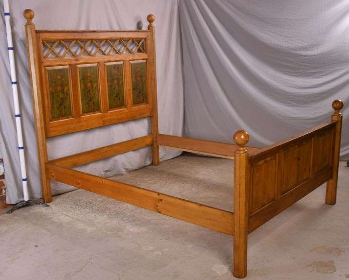 Drexel Heritage "Pinehurst" distressed decorated pine queen size bed