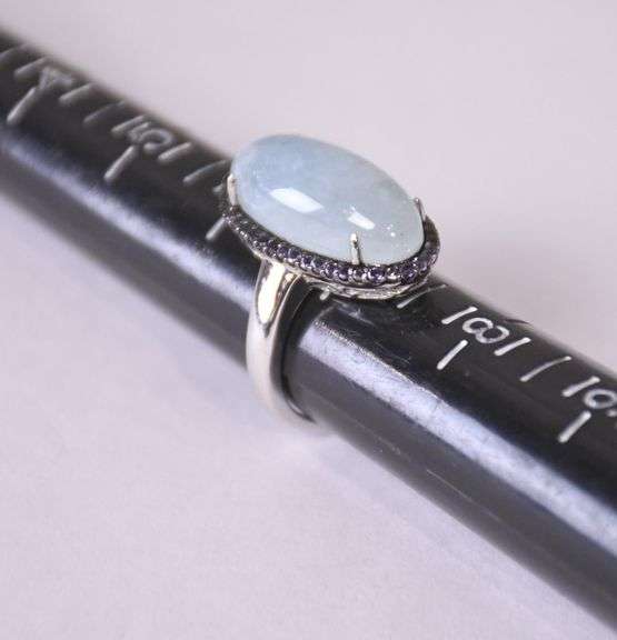 Paul Deasy "Gem Insider" sterling silver oval milky aquamarine and