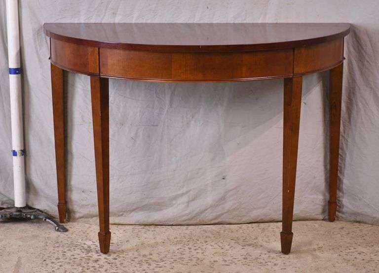 Bombay Company cherry halfround console table with spade feet; 74