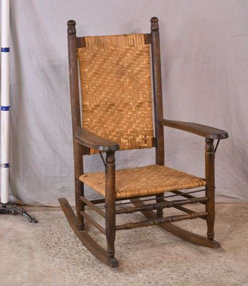 Early oak rocking chair with woven seat and back; 103-1041 - R.H. Lee ...