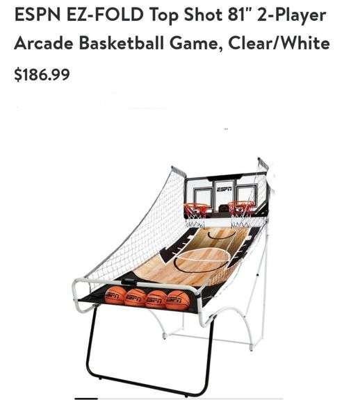 ESPN EZ Fold Top Shot 81" 2 Player Arcade Basketball Game Lexington