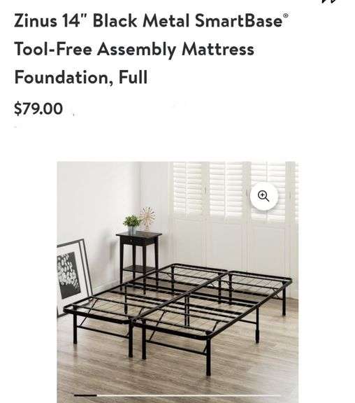 Zinus 14" Metal Smart Base Bed Frame Full Size Lexington Online Auction