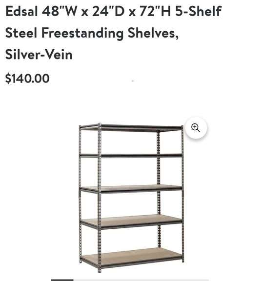 Edsal 5 Shelf Muscle Rack 48x24x72" Lexington Online Auction