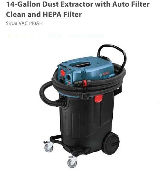 Bosch 14Gallon Dust Extractor with Auto Filter Clean and HEPA Filter