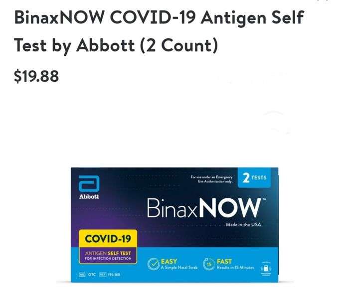 2 BinaxNow Covid19 Antigen Self Test Lexington Online Auction