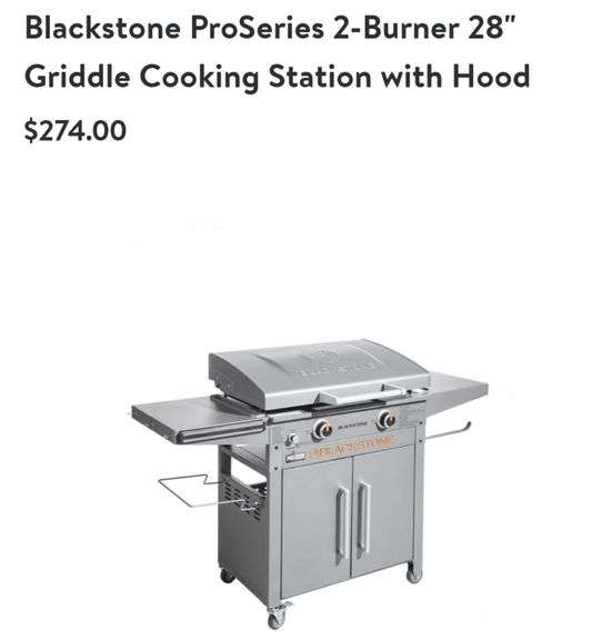 Blackstone ProSeries 2 Burner 28" Griddle Cooking Station With Hood