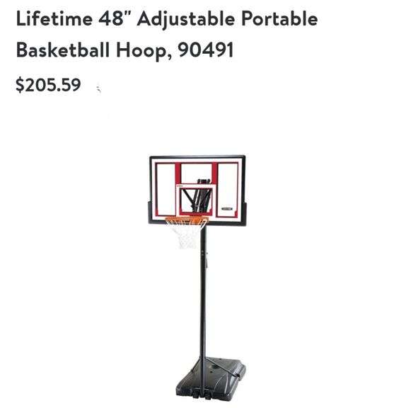Lifetime 48" Adjustable Portable Basketball Hoop Lexington Online Auction