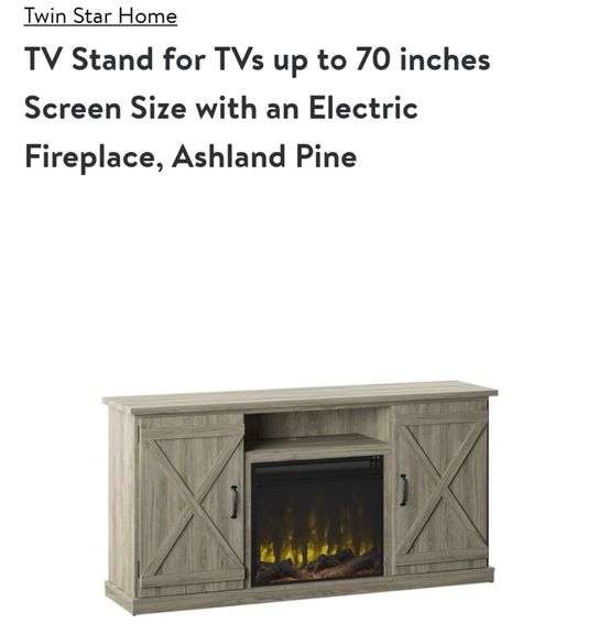 TwinStar TV Stand With Electric Fireplace Ashland Pine Lexington