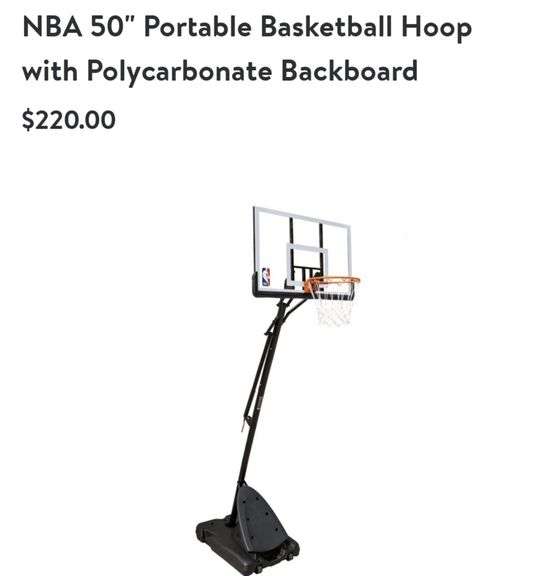 NBA 50" Portable Basketball Hoop with Polycarbonate Backboard
