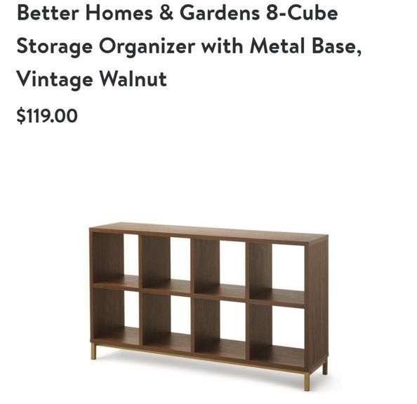 BHG 8 Cube Storage Organizer With Metal Base Vintage Walnut Lexington