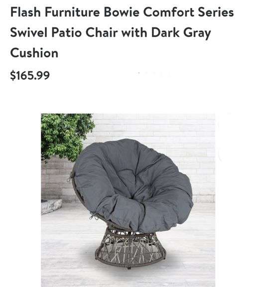 Flash Furniture Bowie Comfort Series Swivel Patio Chair with Gray