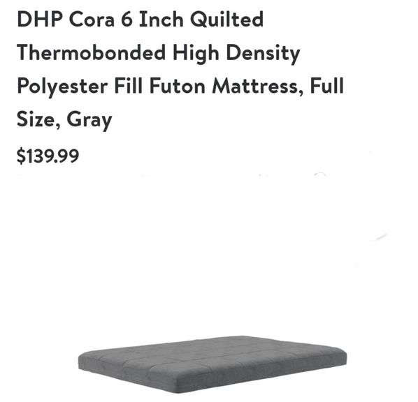 DHP Cora 6" Quilted Futon Mattress Full Sixe Gray Lexington Online