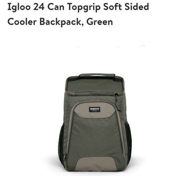Igloo 24 can Topgrip Soft Sided Cooler Backpack Lexington Online Auction