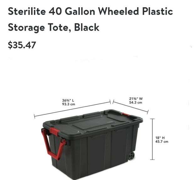 Sterilite 40gal Wheeled Storage Tote Lexington Online Auction
