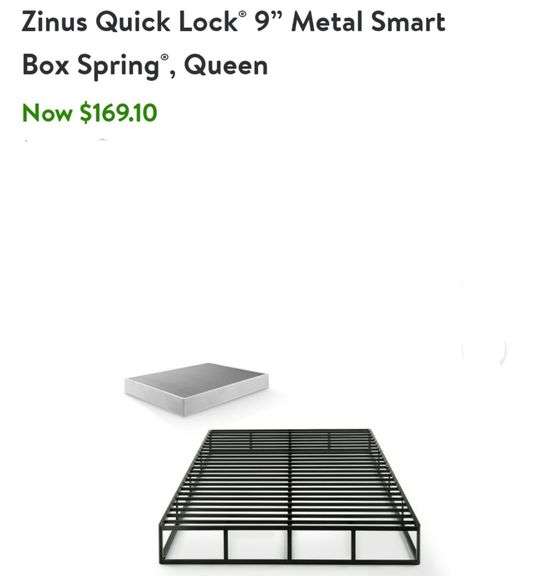 Zinus Quick Lock 9" Metal Smart Box Spring Queen size Lexington