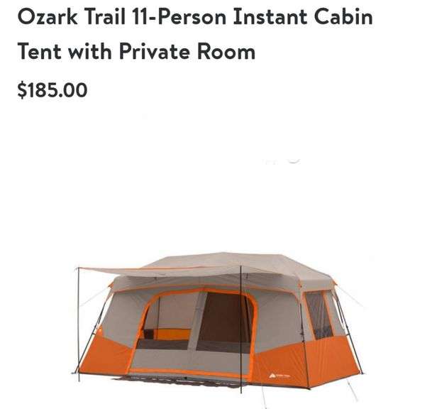 Person Instant Cabin Tent With Ozark Trail 14x14 Screen House