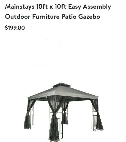 Mainstays 10'x10' Easy Assembly Patio Gazebo Lexington Online Auction